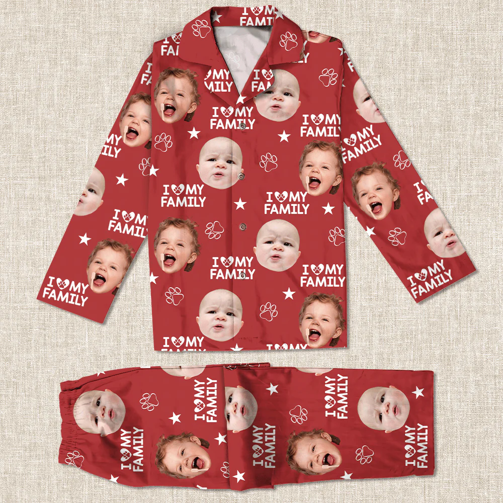 Custom Photo and Name I Love My Family Pajamas TL39 892125 - Image 4