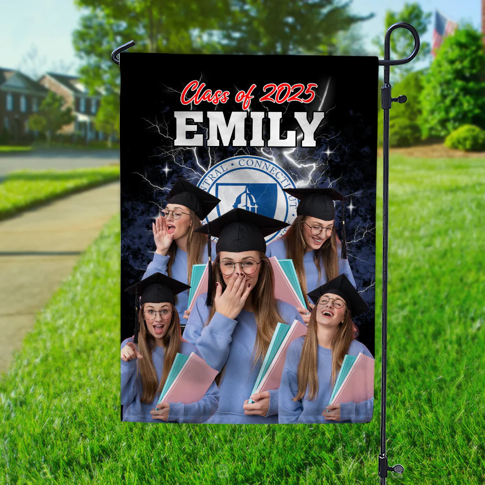 Custom Photo And Name Proud Graduation 2025 Garden Flag TH10 892469 - Image 2