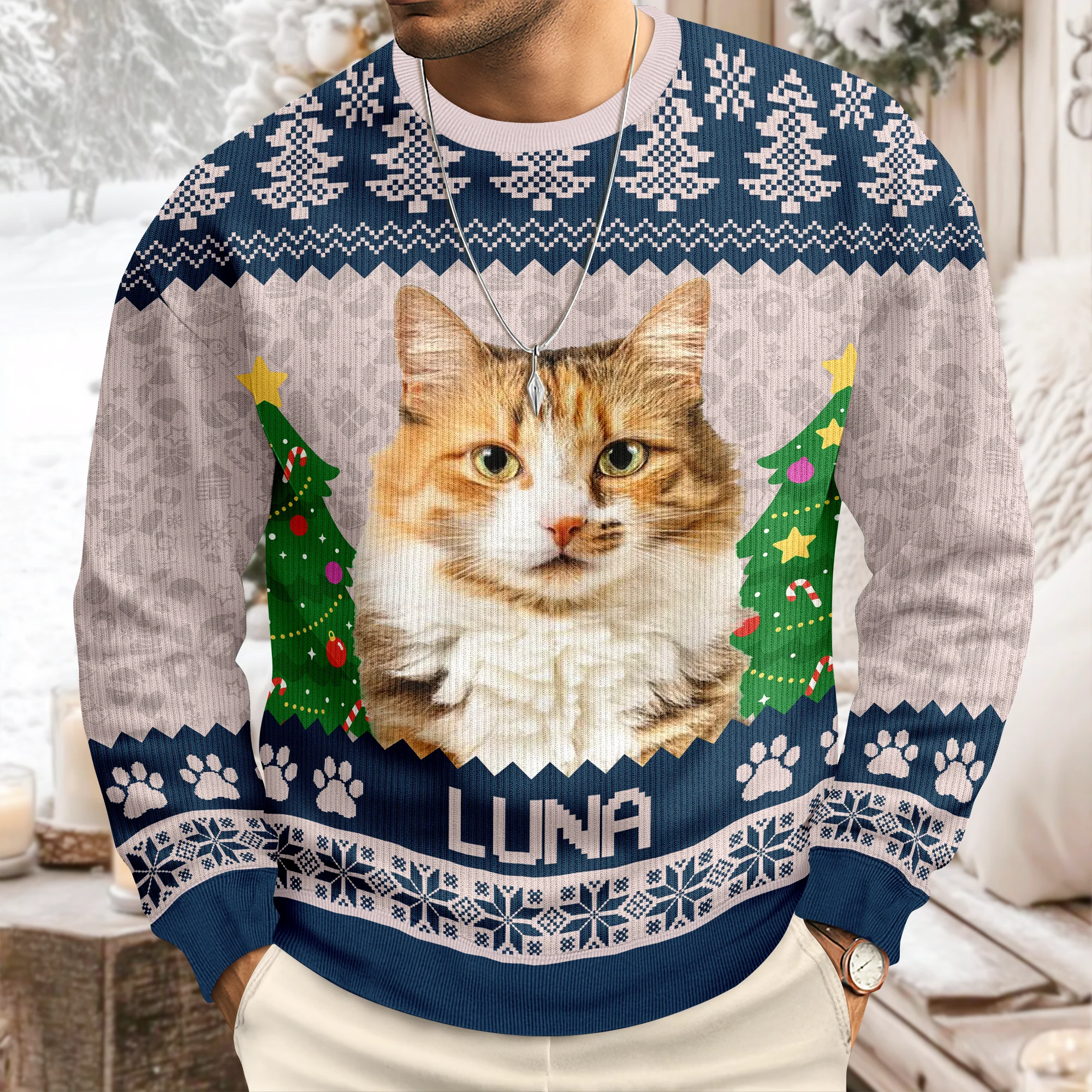 Custom Photo And Name Ugly Sweater For Cat Lover TH10 896465 - Image 3