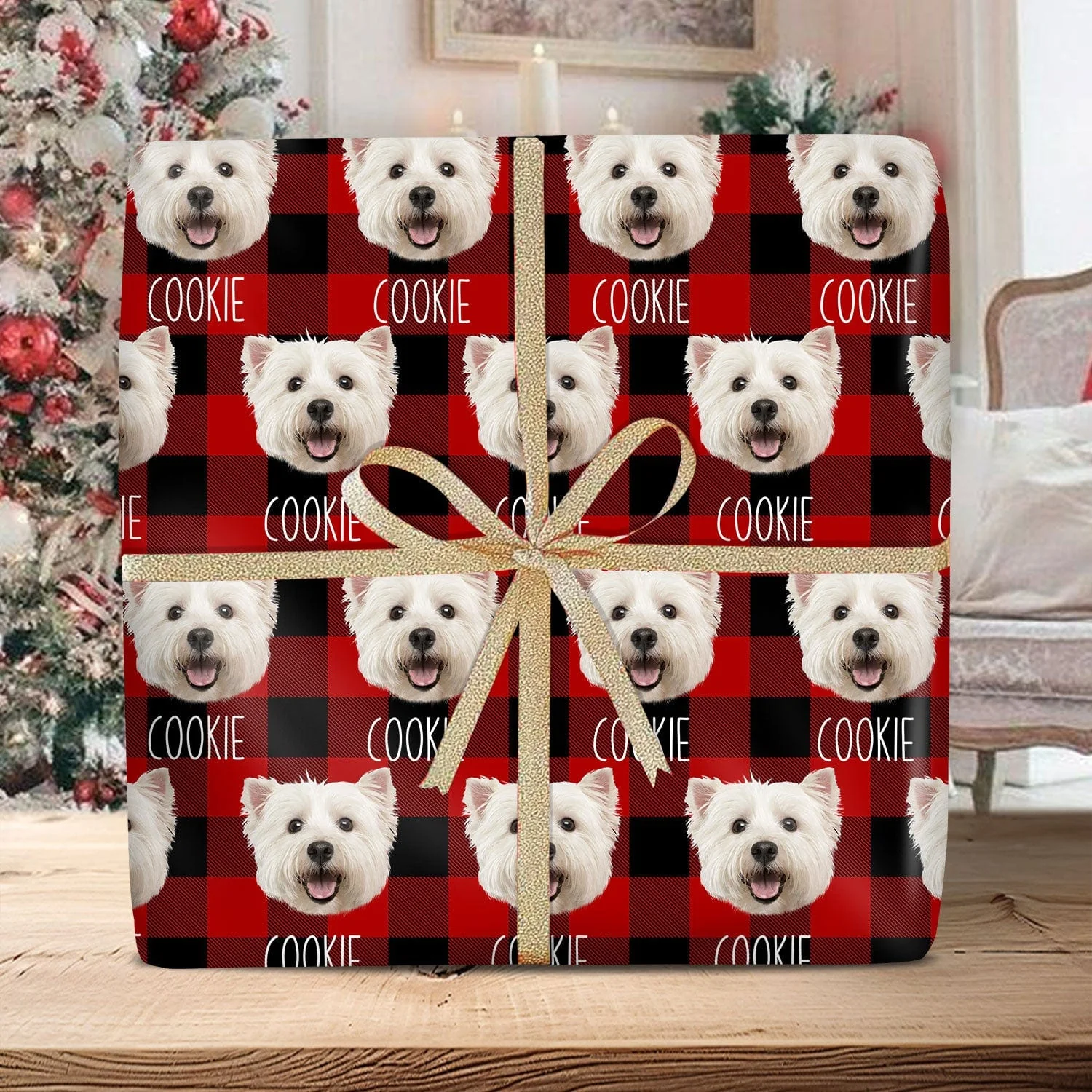 Custom Photo And Name With Dog Face Wrapping Paper TH10 892185