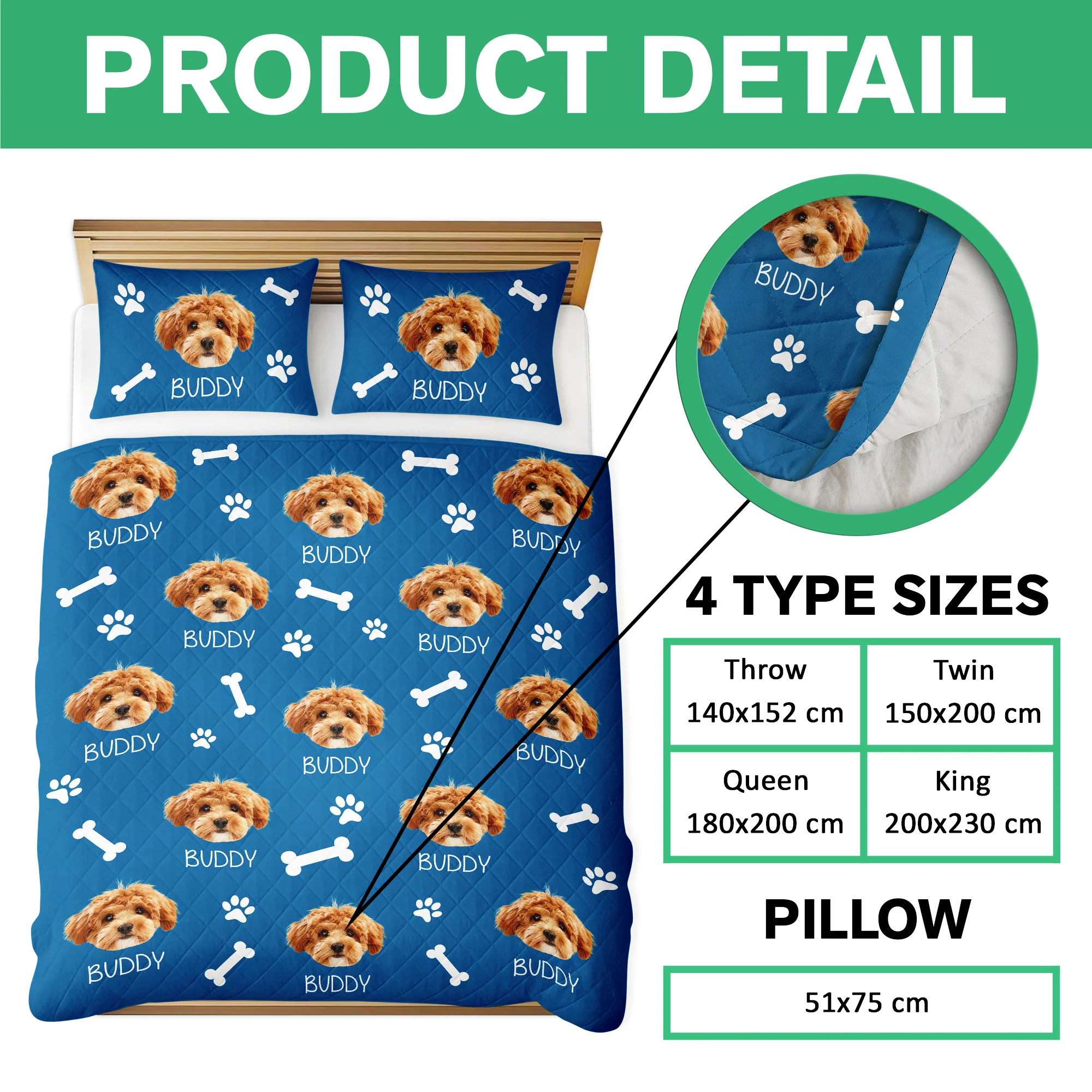 Custom Photo And Name With Icon Quilt Bedding Set For Dog Lover TH10 896663 - Image 6