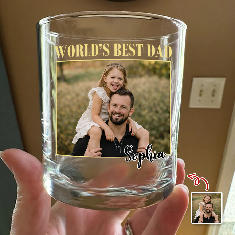 Custom Photo And Name World's Best Dad Whiskey Glass Father’s Day Gift TH10 169847 - Image 6