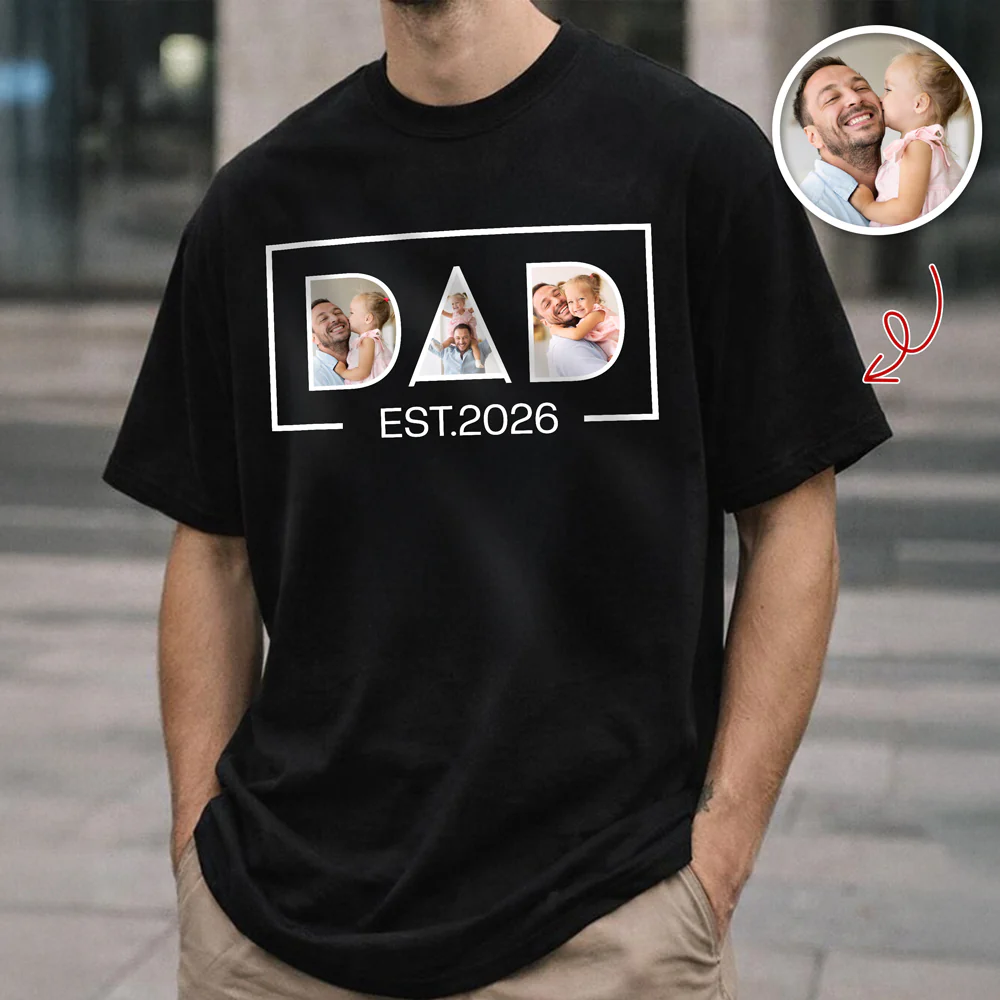 Custom Photo And Year Dad Est 2026 Shirt For Father's Day TH10 169765 - Image 2