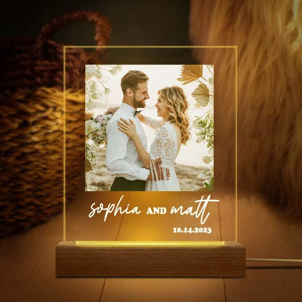 Custom Photo Anniversary Gift For Couple Acrylic Plaque LED Night Light DA199 890183