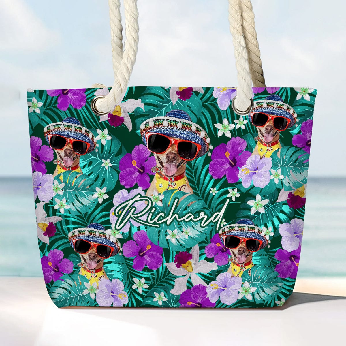 Custom Photo Canvas Beach Bag With Rope Handle Dog N304 889609 - Image 2