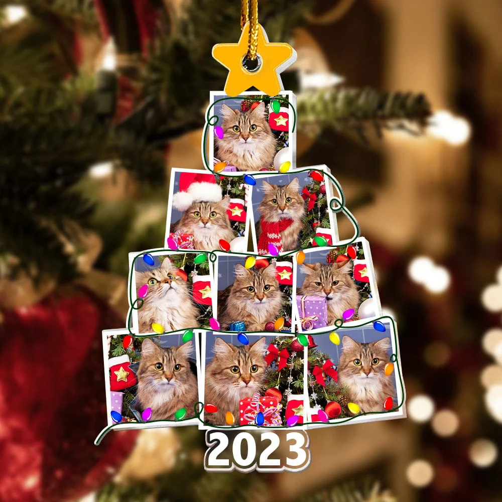 Custom Photo Cat And Christmas Tree Acrylic Ornament N304 890105