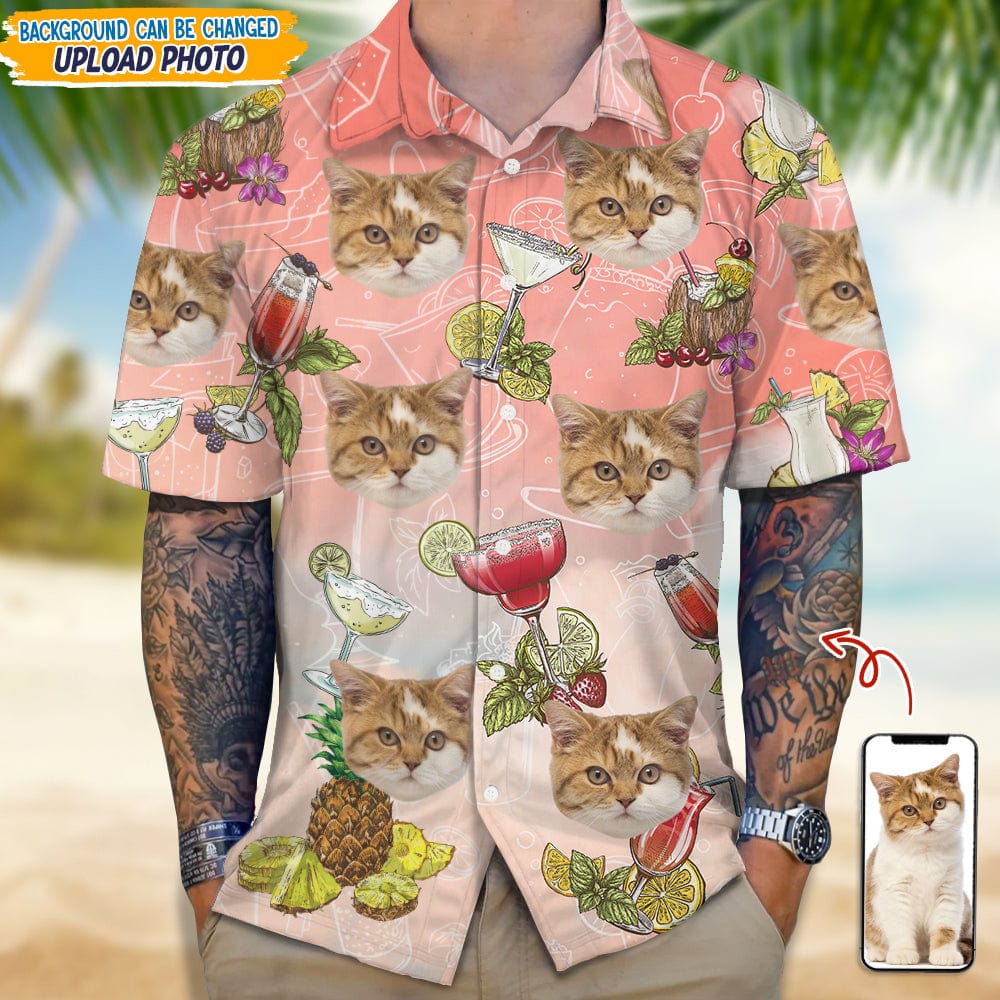 Custom Photo Cat And Cocktail Hawaii Shirt TA29 889371 - Image 2