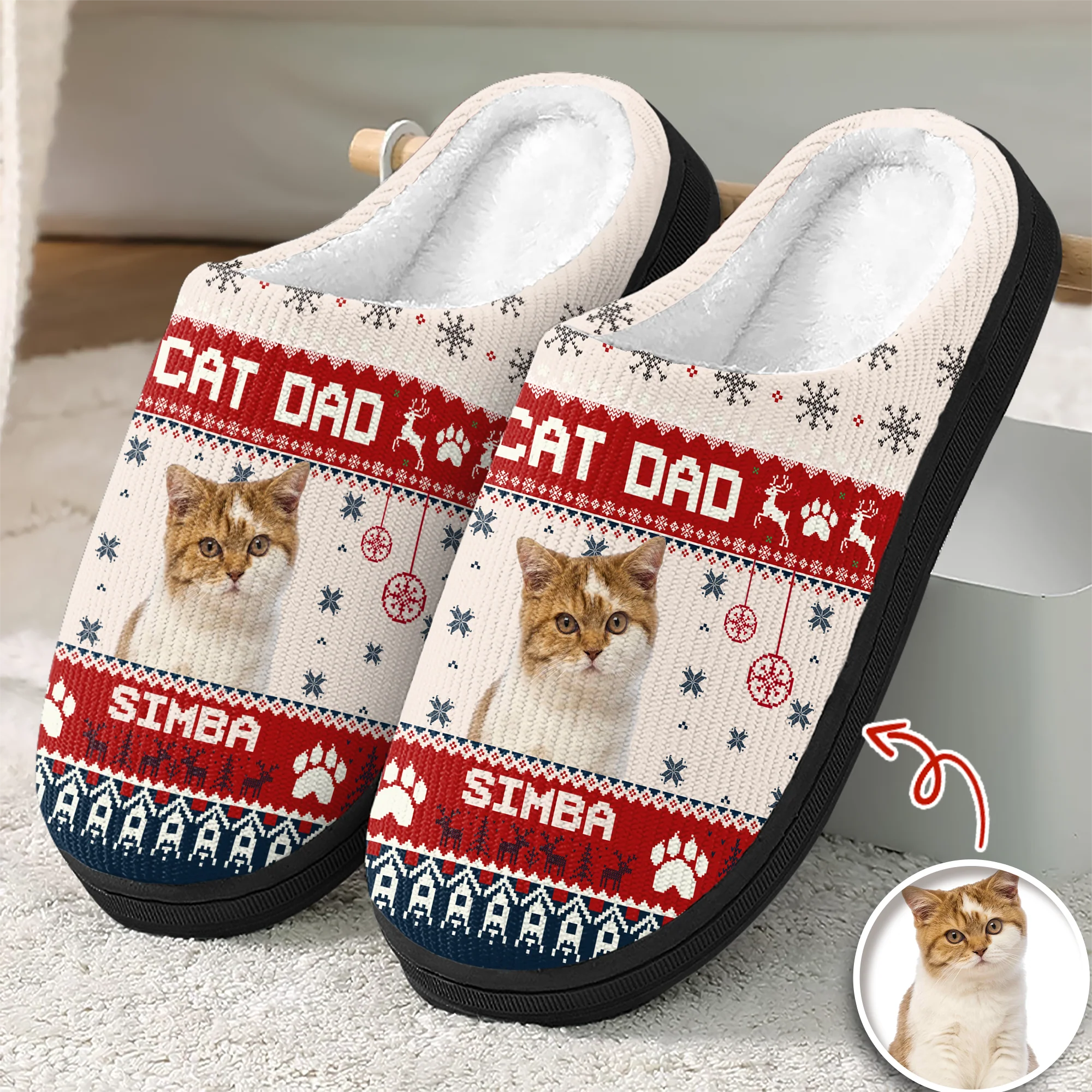 Custom Photo Cat Dad Cat Mom Slipper For Christmas TH10 894453 - Image 3