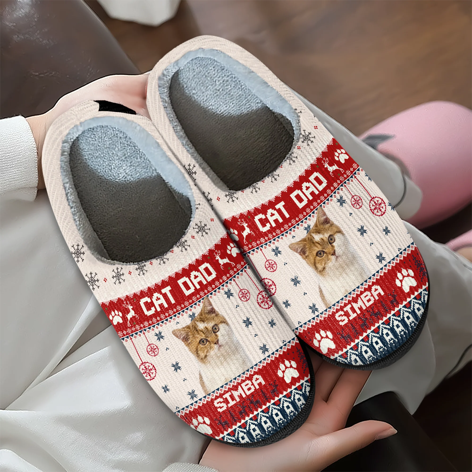 Custom Photo Cat Dad Cat Mom Slipper For Christmas TH10 894453 - Image 4