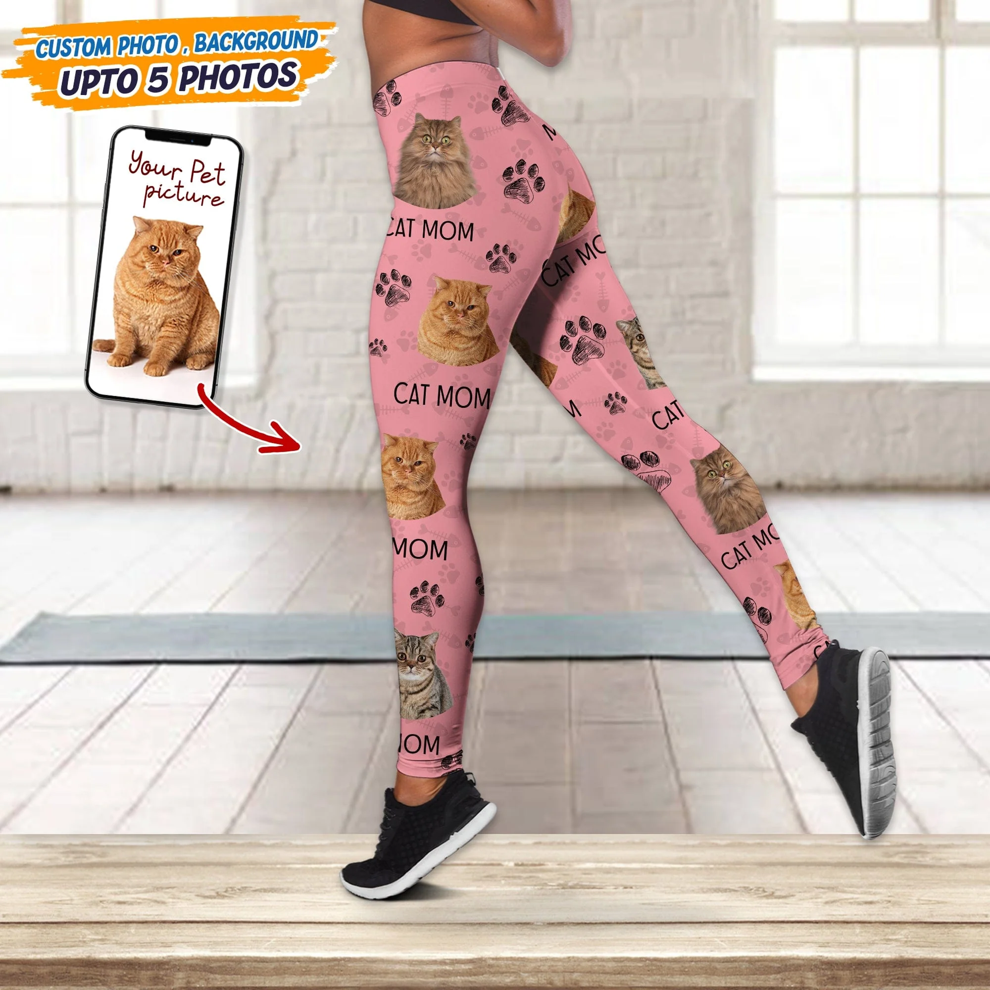 Custom Photo Cat Dog Mom Black Paw Legging Set N304 889167 - Image 3