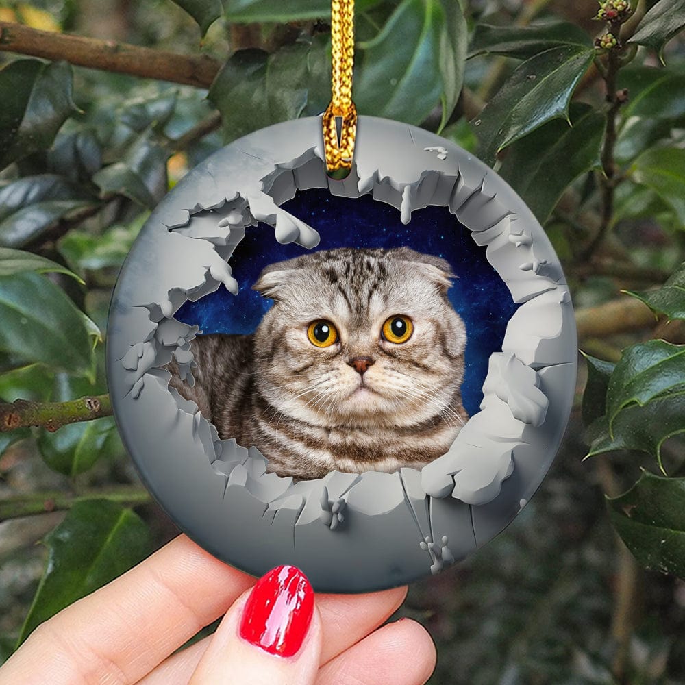 Custom Photo Cat With Galaxy Cat Ceramic Ornament TH10 891419
