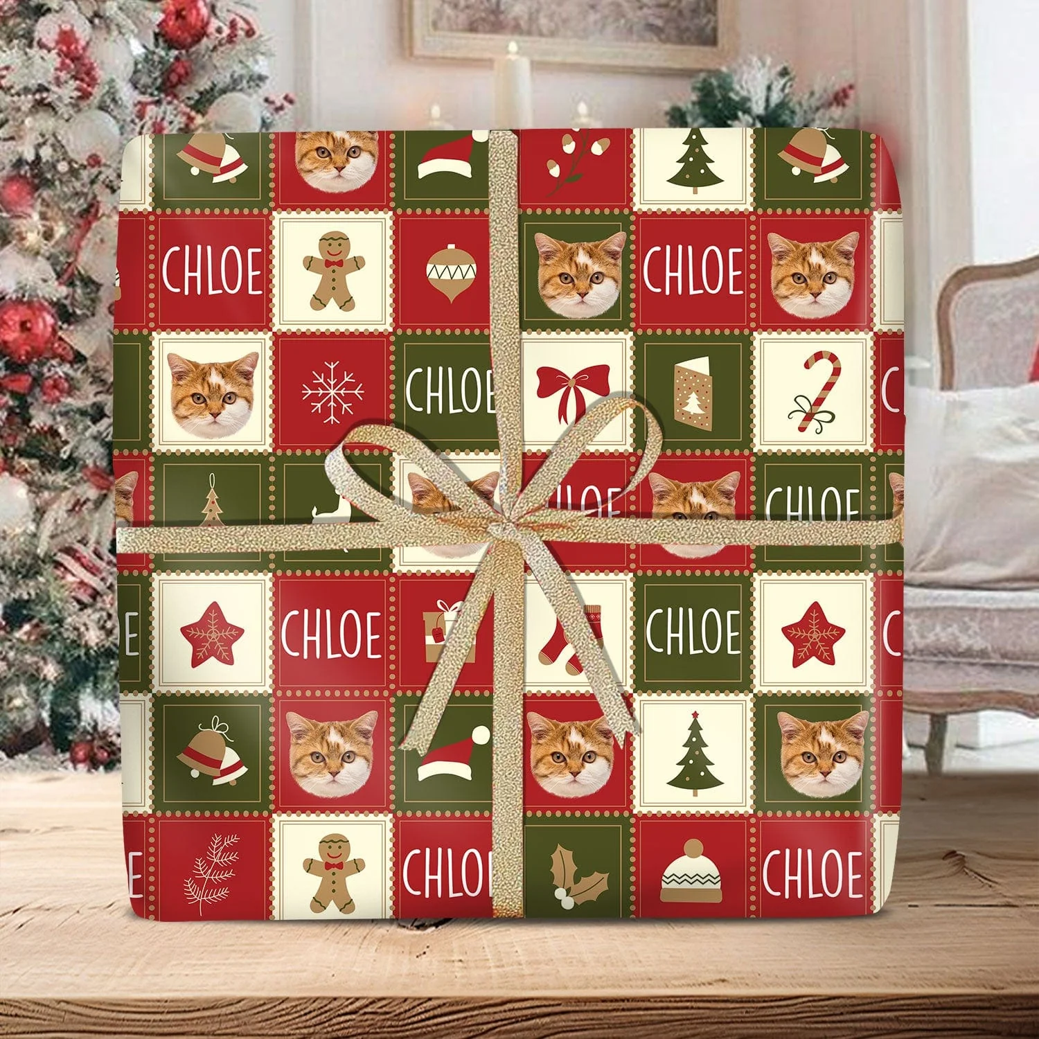 Custom Photo Christmas Pattern Dog Cat Wrapping Paper TH10 892215 - Image 2