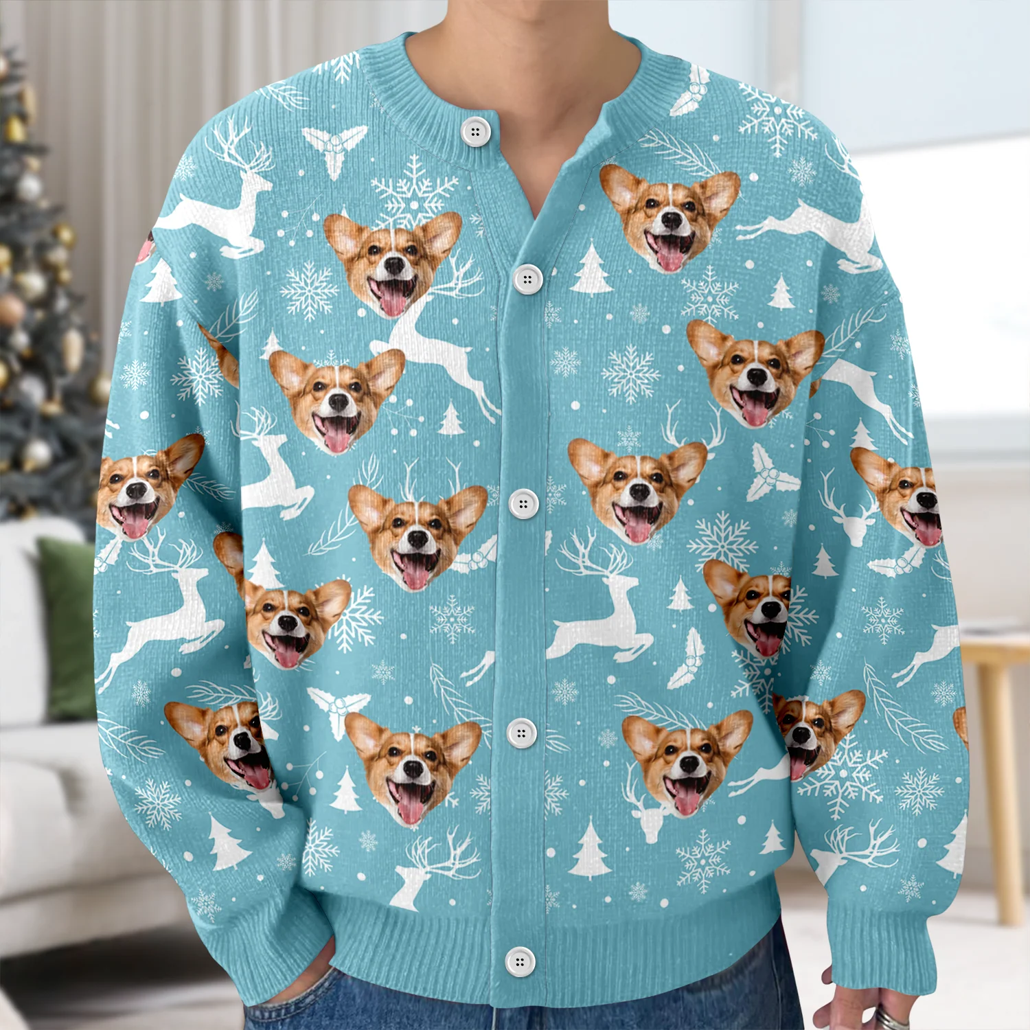 Custom Photo Christmas Ugly Cardigan For Dog Lover TH10 896577 - Image 3