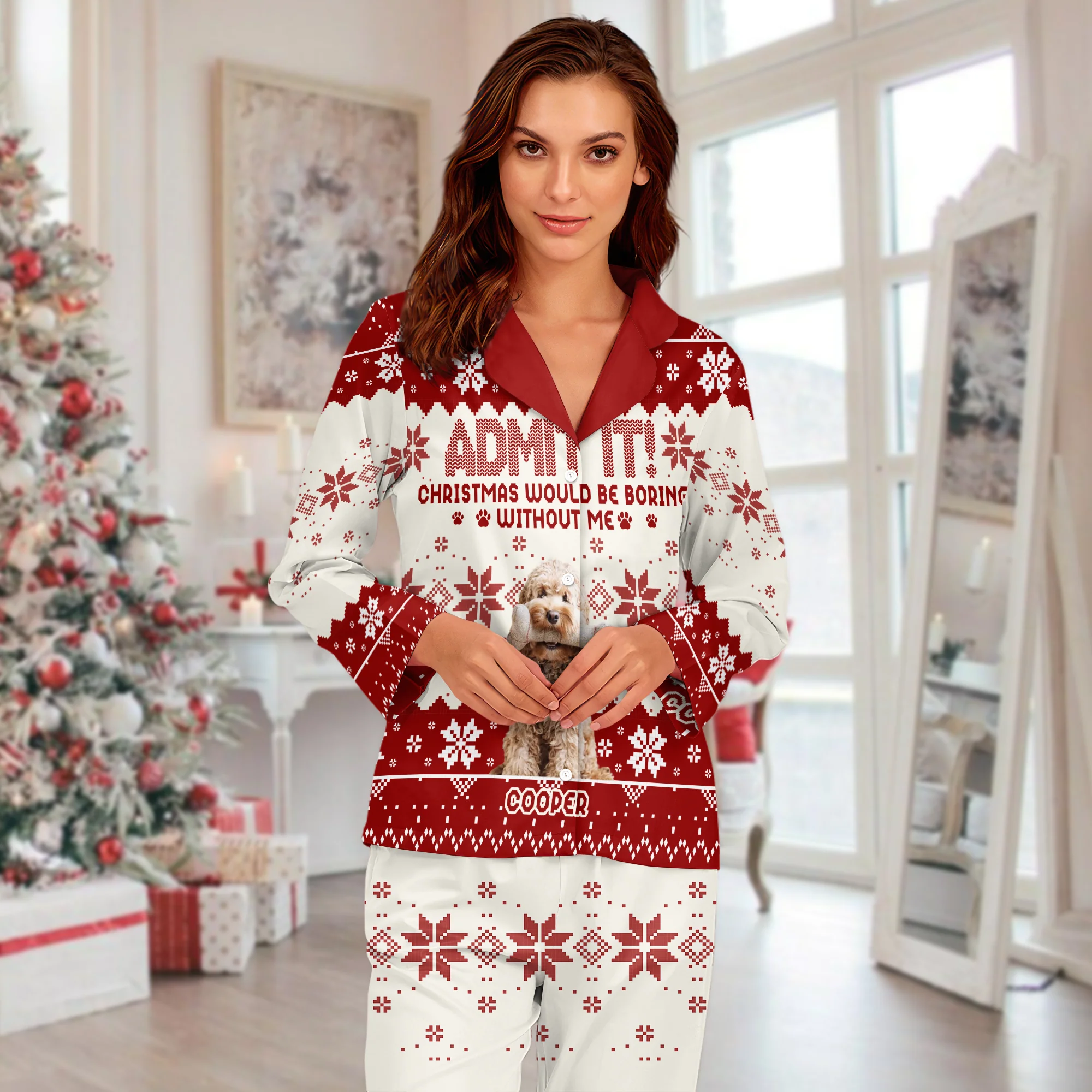 Custom Photo Christmas Would Be Boring Without Me For Dog Lover Pajamas TH10 894303 - Image 3