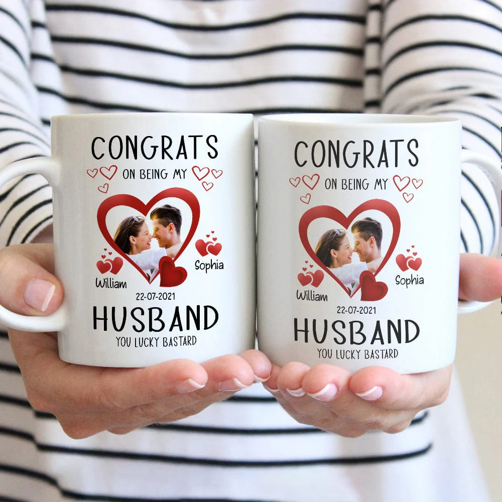 Custom Photo Congrats On Being My Husband Family Mug N304 889947 - Image 2
