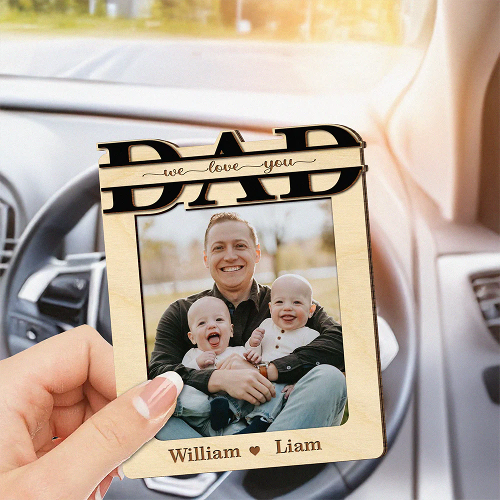 Custom Photo Dad And Kid 2 Layered Car Visor Clip TH10 892967 - Image 2