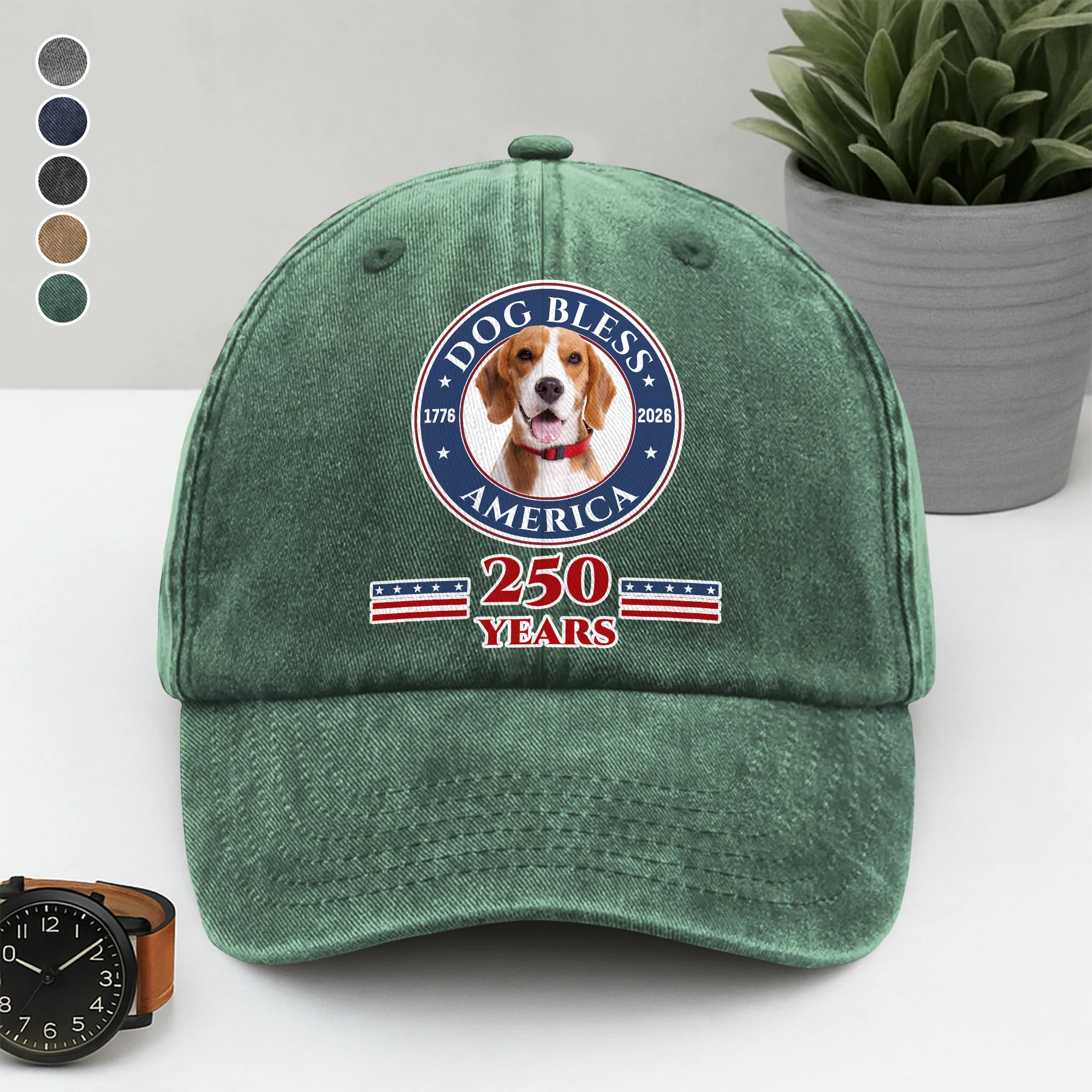 Custom Photo Dog Bless America Washed Denim Baseball Cap TH10 896913 - Image 2