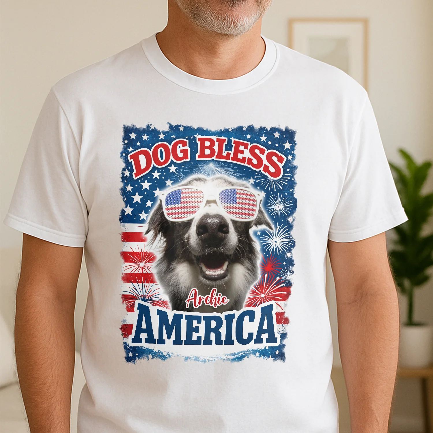 Custom Photo Dog Bless America White Shirt For Dog Lover TH10 898577 - Image 7