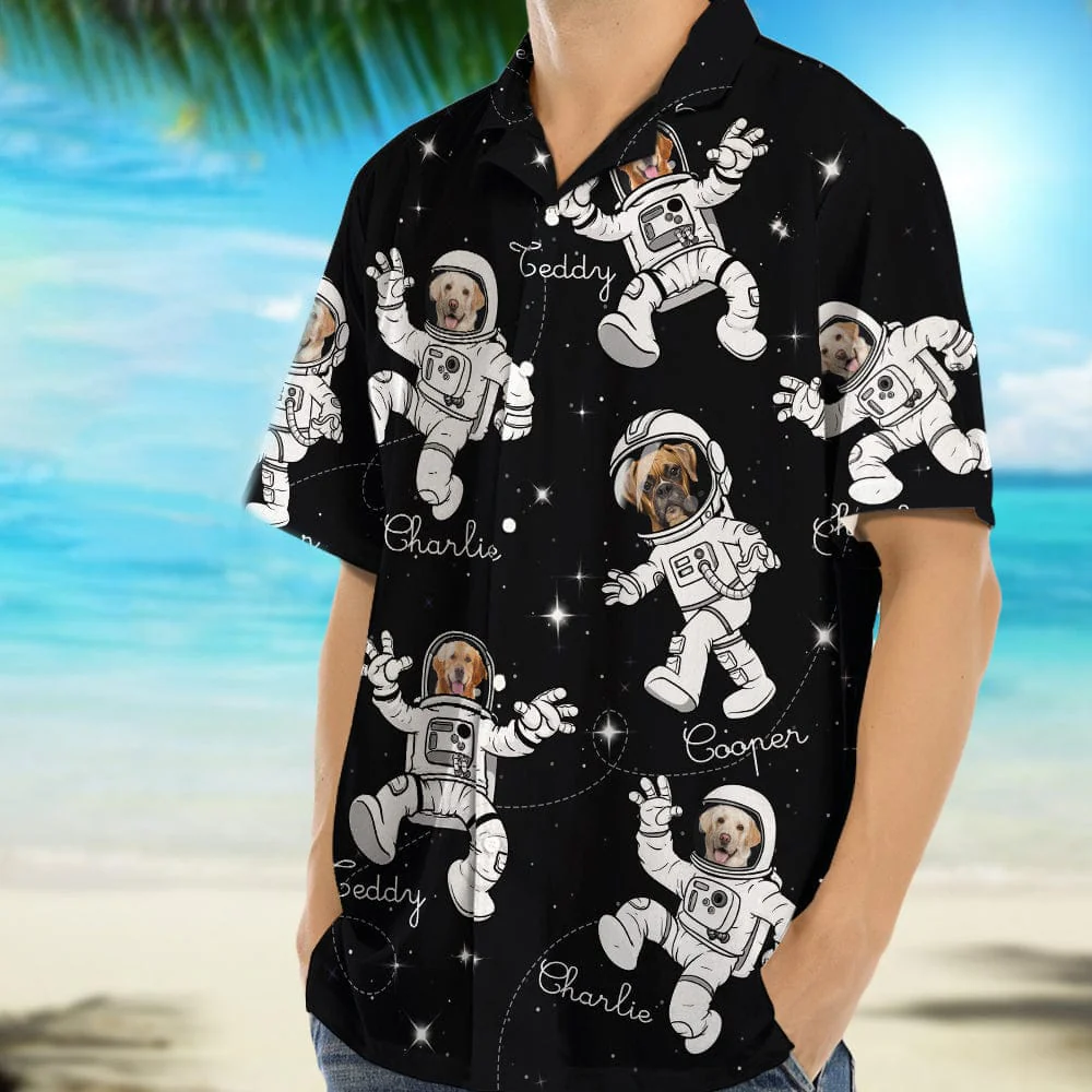 Custom Photo Dog Cat Astronaut Hawaiian Shirt N304 889157 - Image 3