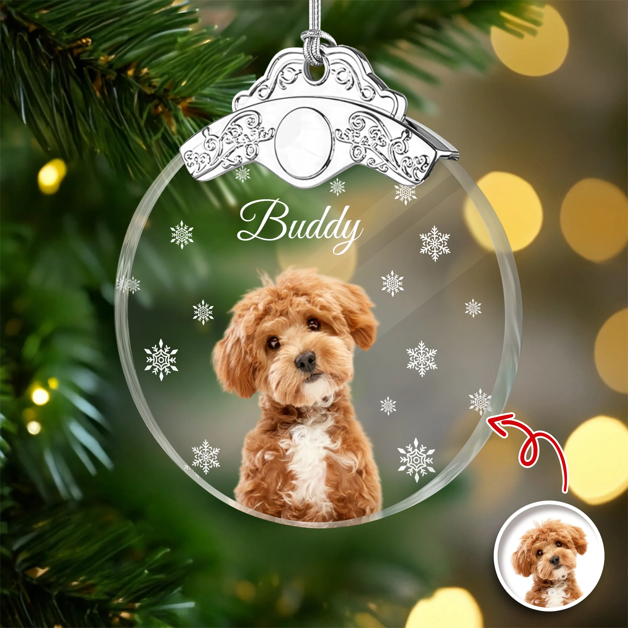 Custom Photo Dog Metal Top Glass Ornament For Christmas TH10 894881 - Image 2