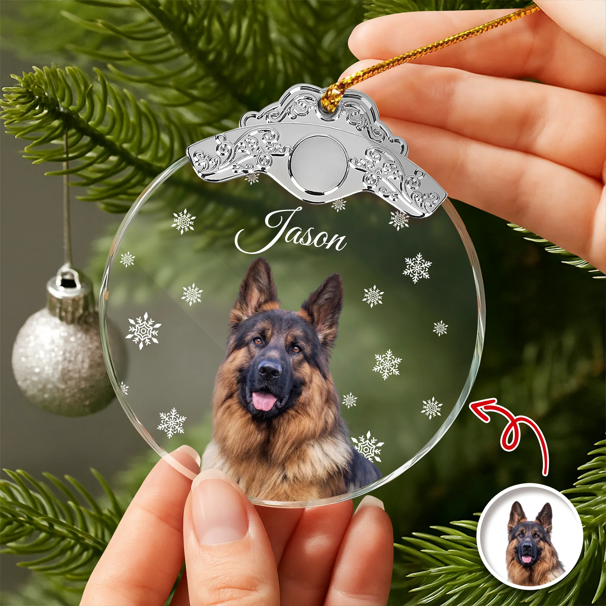 Custom Photo Dog Metal Top Glass Ornament For Christmas TH10 894881 - Image 3