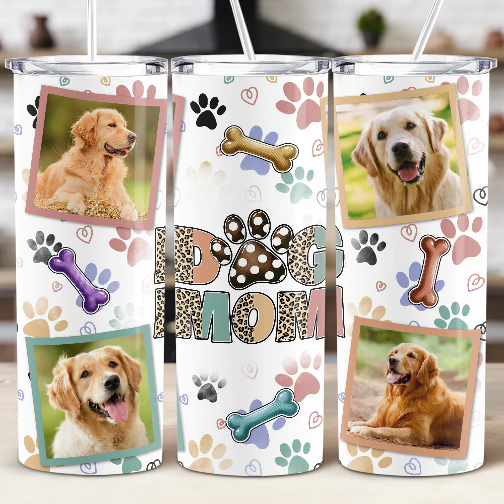 Custom Photo Dog Mom Skinny Tumbler TH10 892515 - Image 5