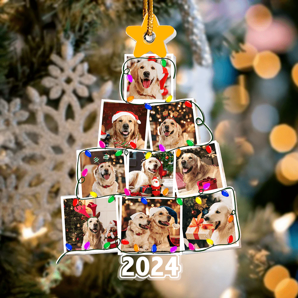 Custom Photo Dog With Christmas Tree Acrylic Ornament N304 890103 - Image 2