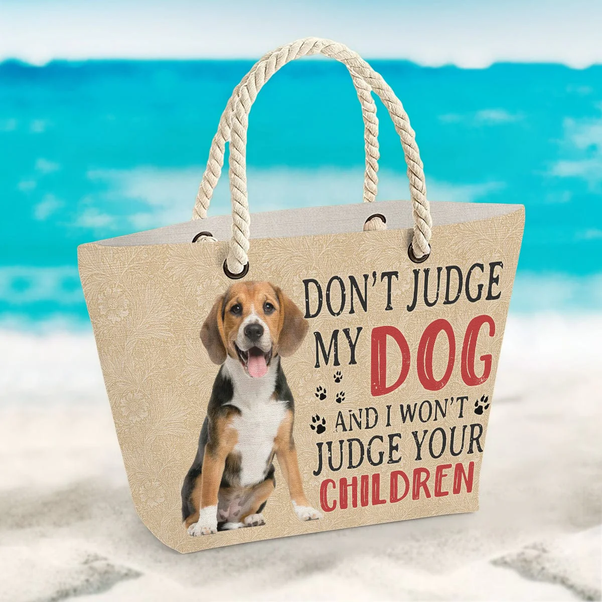 Custom Photo Don't Judge My Dogs Beach Bag N304 889645 - Image 3