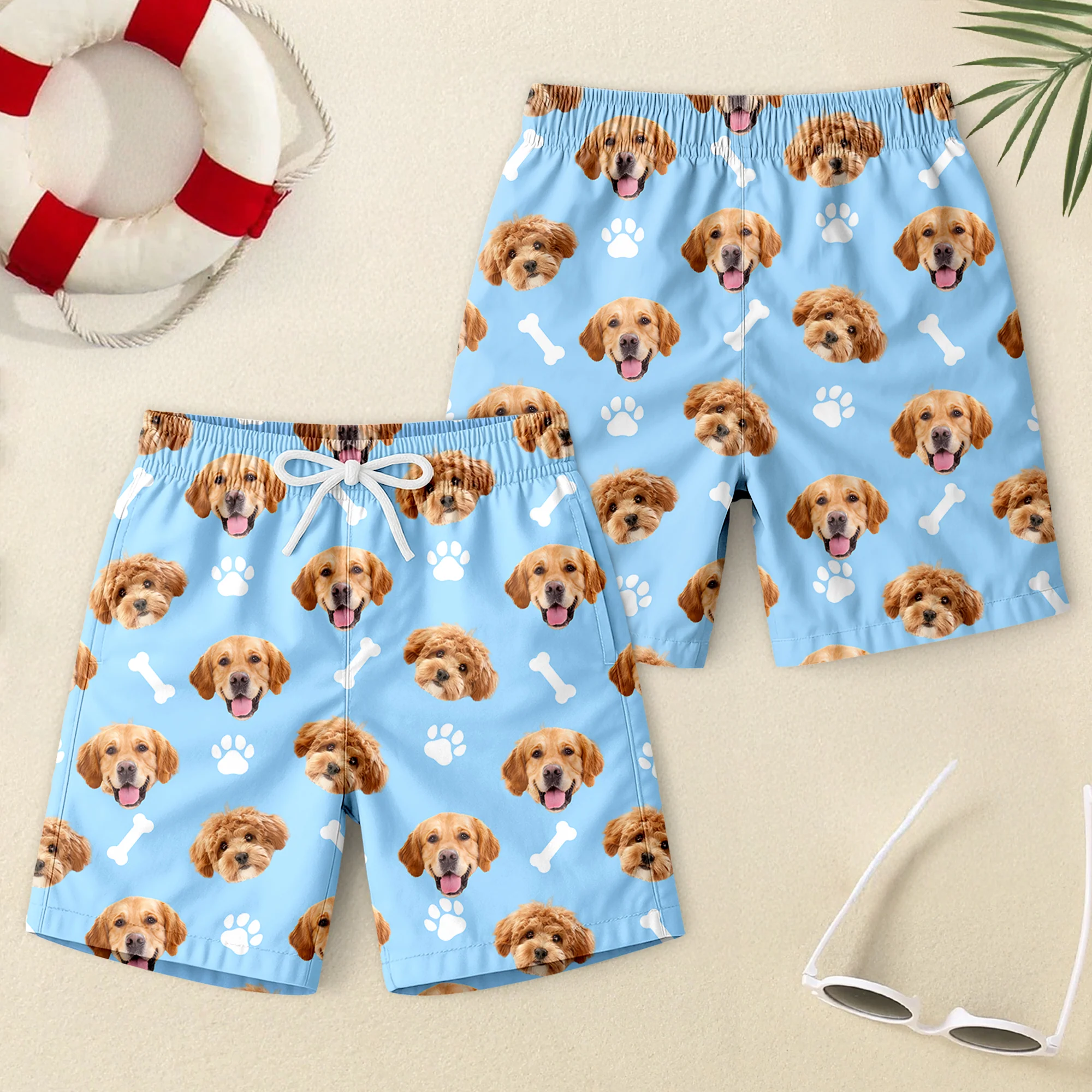 Custom Photo Face Dog With Bone Beach Short For Kid Summer Gift TH10 894101 - Image 3