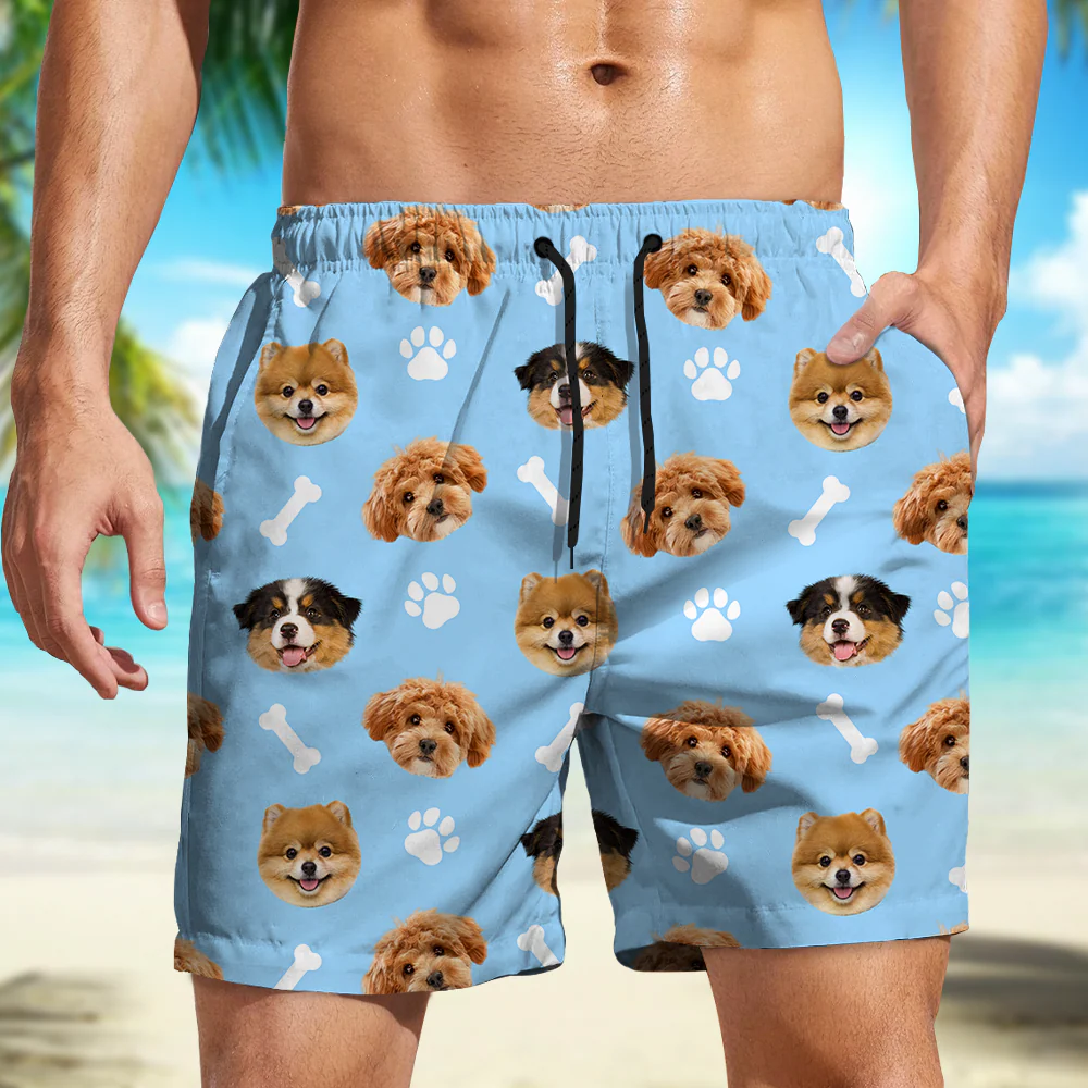 Custom Photo Face Dog With Bone Beach Short TH10 892763 - Image 2