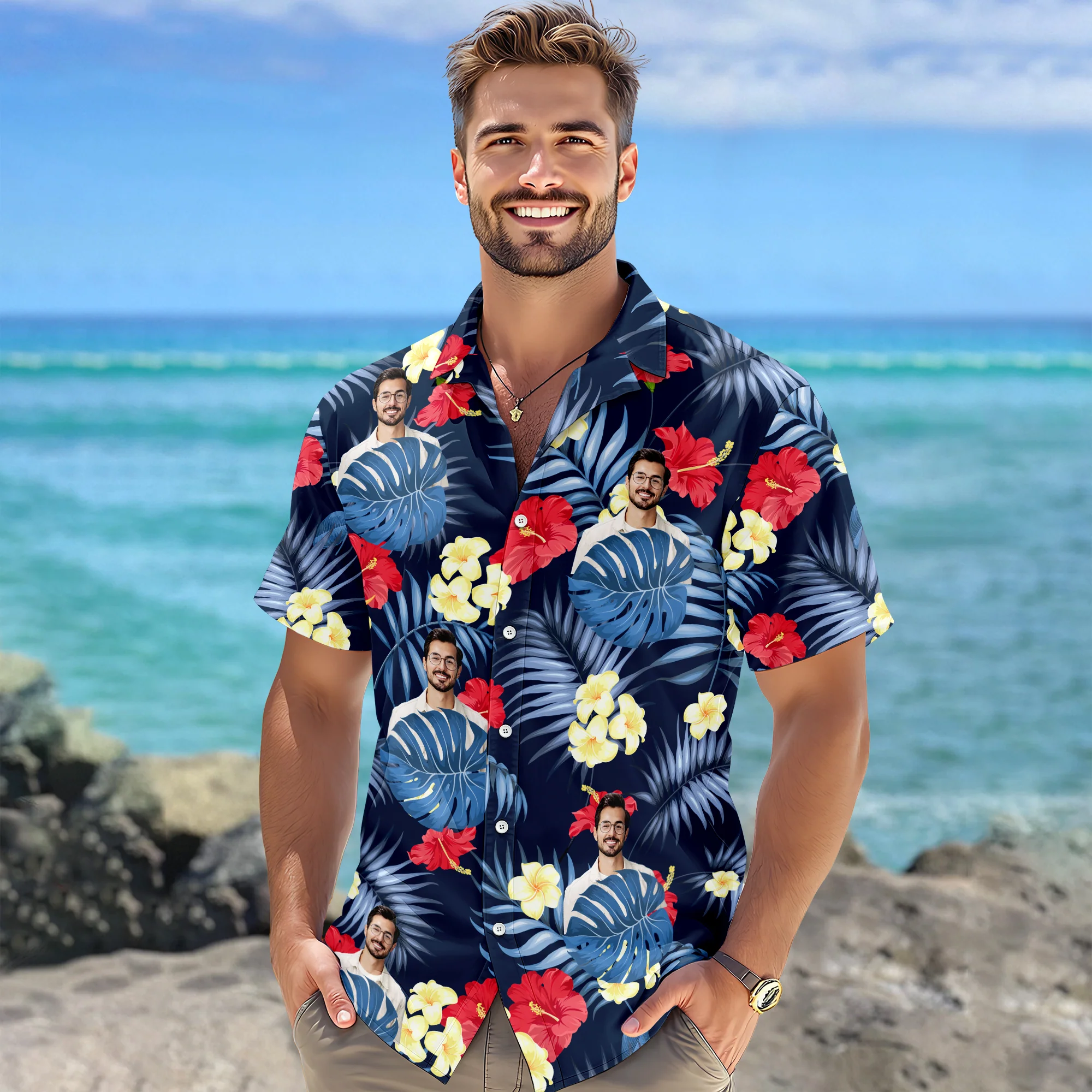 Custom Photo Faith, Family & Freedom 1776 - 2026 Hawaii Shirt TH10 898371 - Image 4
