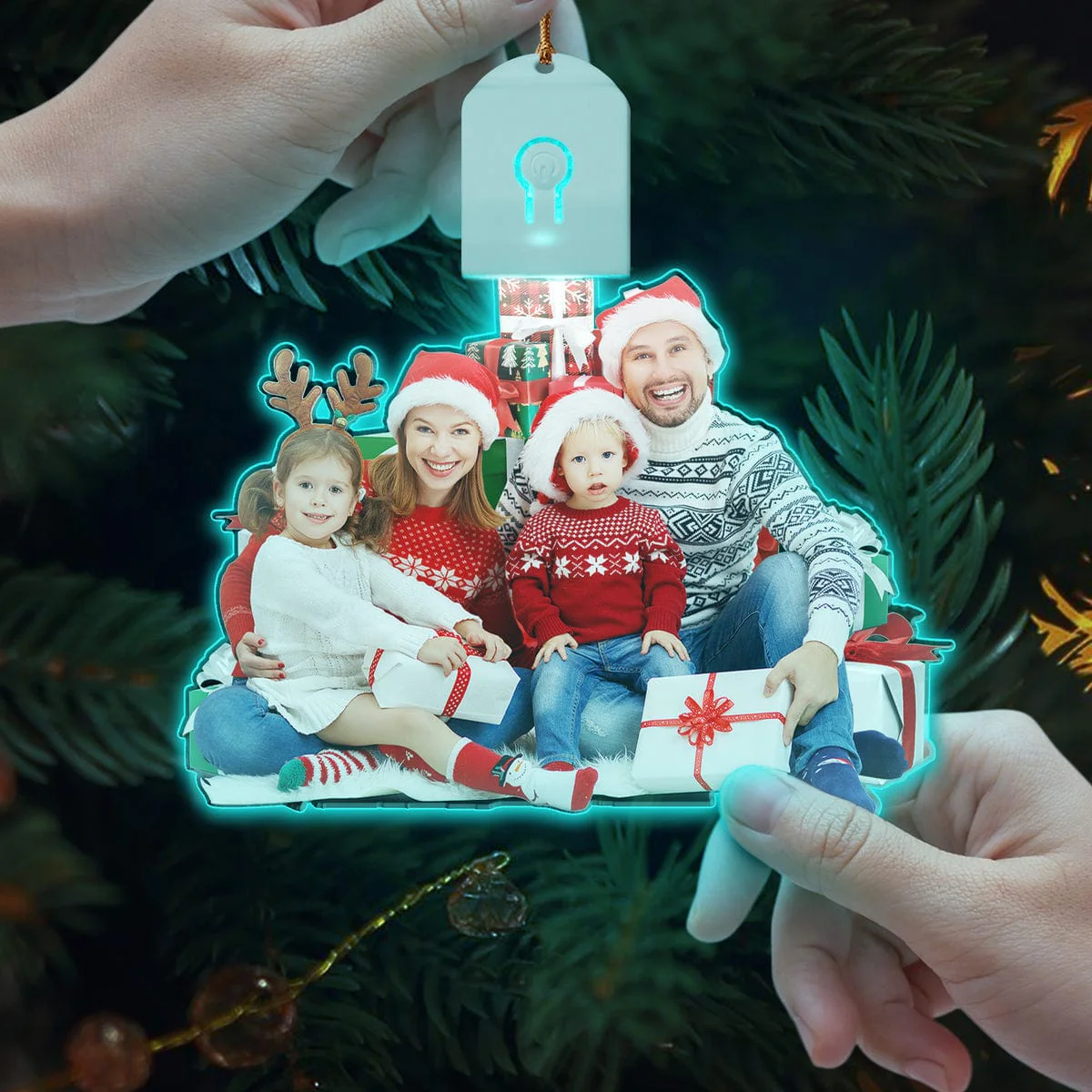 Custom Photo Family LED Acrylic Ornament TH10 892111 - Image 2