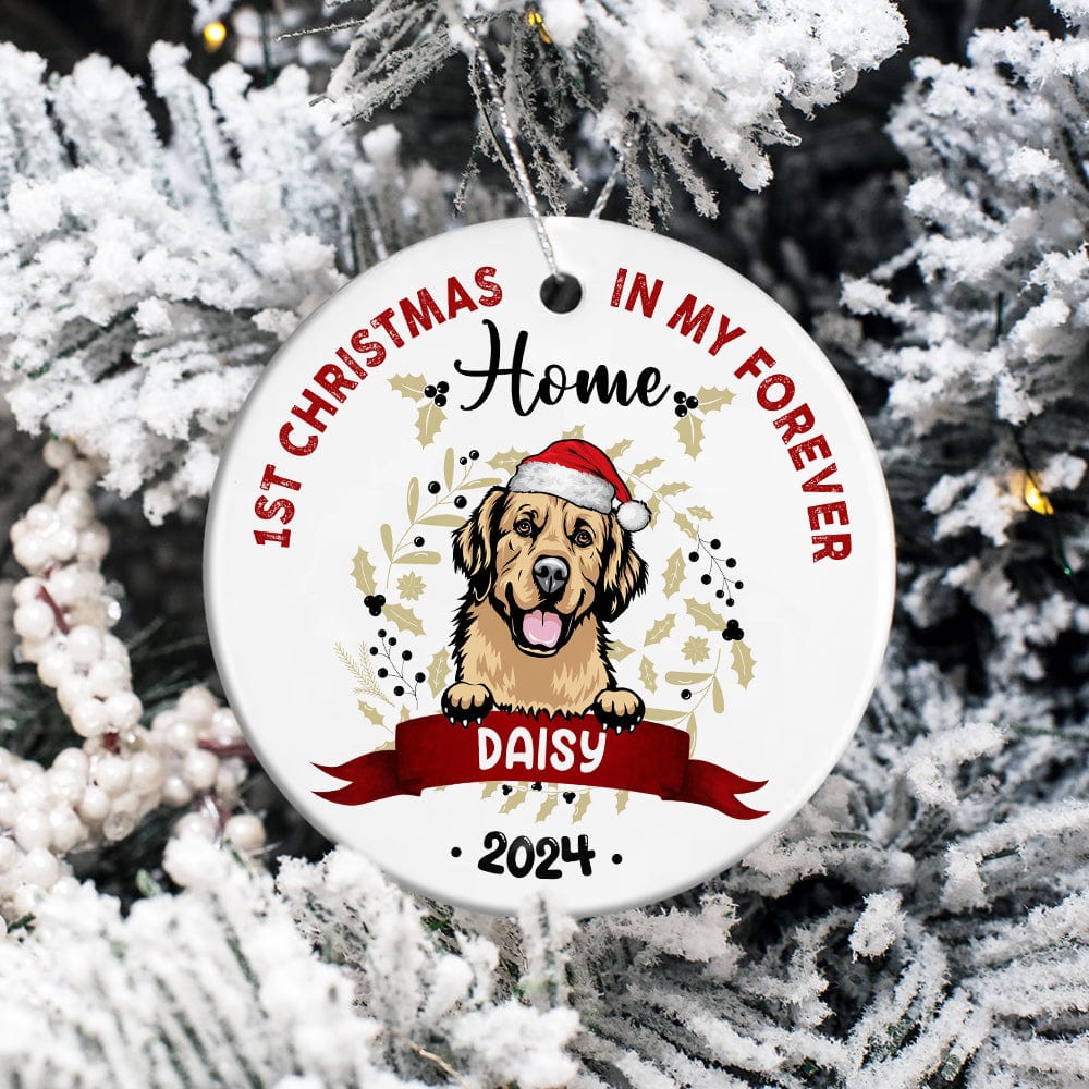 Custom Photo First Christmas In My Forever Home Dog Ceramic Ornament TH10 891363 - Image 2