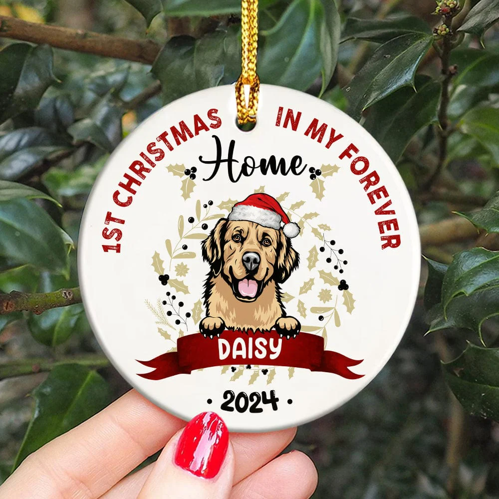 Custom Photo First Christmas In My Forever Home Dog Ceramic Ornament TH10 891363 - Image 4
