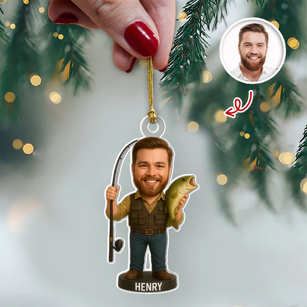 Custom Photo Fishing Acrylic Ornament For Christmas TH10 894919 - Image 2