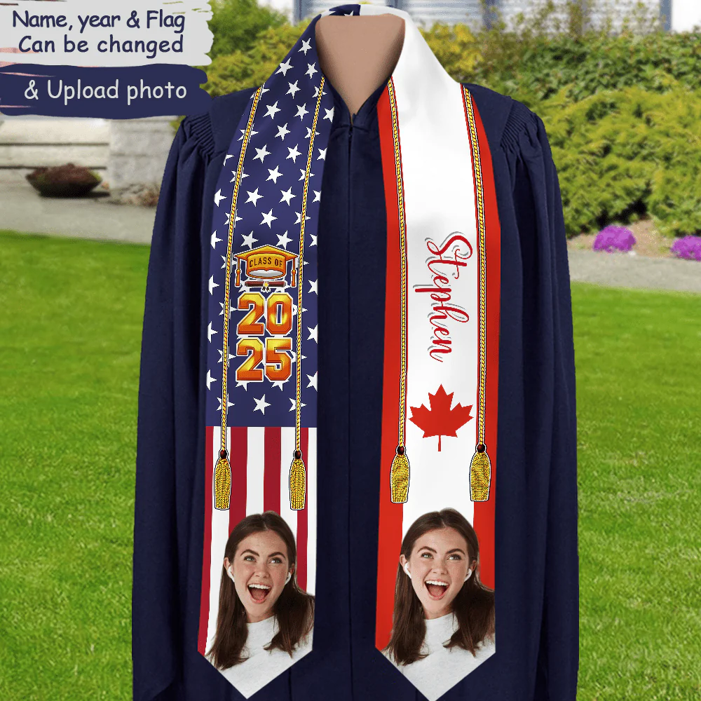 Custom Flag Nations Graduation Stoles Custom Photos N369 890695 - Image 5