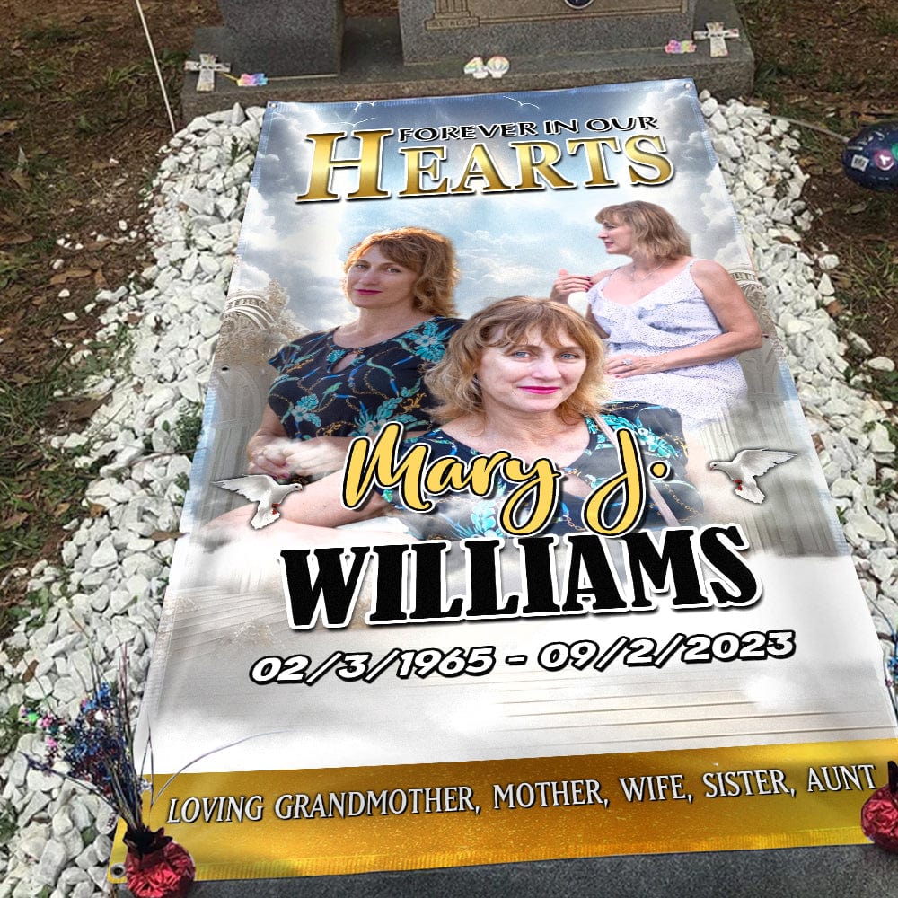 Custom Photo Forever In Our Hearts Memorial Grave Blanket N369 890325