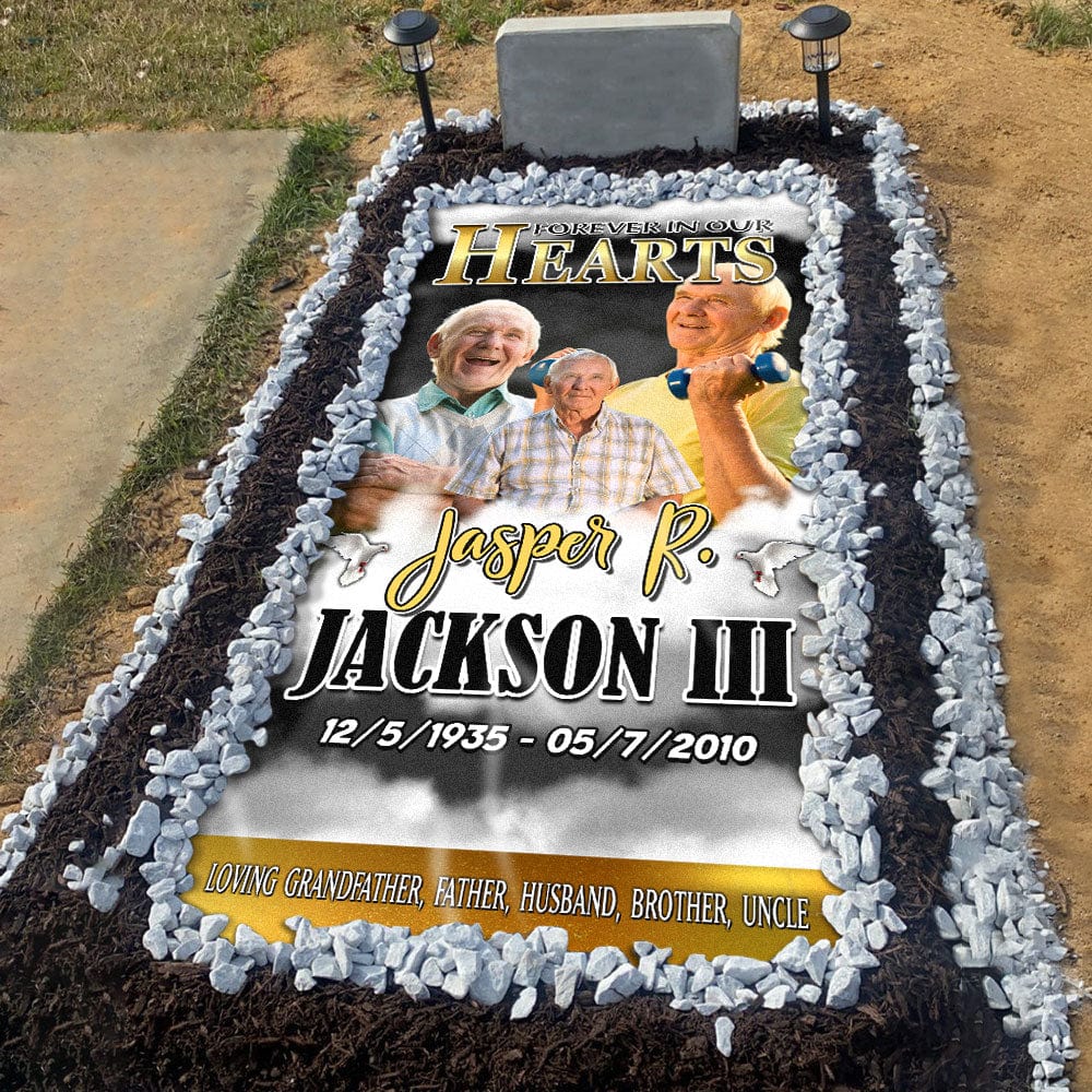 Custom Photo Forever In Our Hearts Memorial Grave Blanket N369 890325 - Image 2