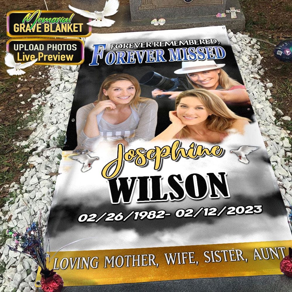 Custom Photo Forever In Our Hearts Memorial Grave Blanket N369 890325 - Image 3