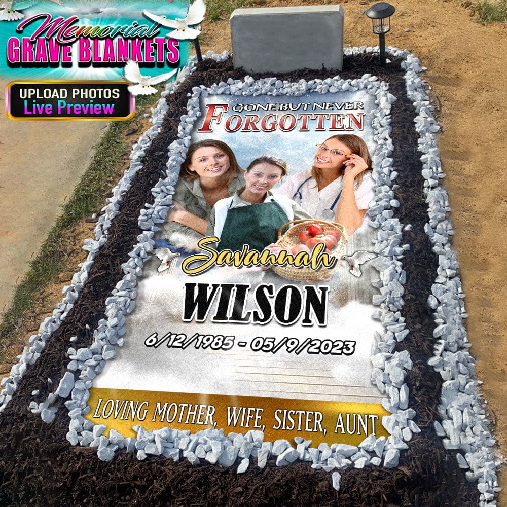 Custom Photo Forever In Our Hearts Memorial Grave Blanket N369 890325 - Image 4