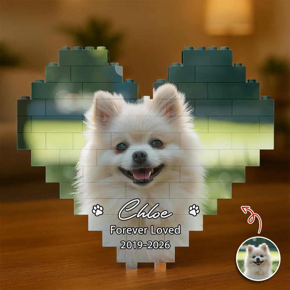 Custom Photo Forever Loved Dog Cat Memorial Building Brick Blocks TH10 898973 - Image 3