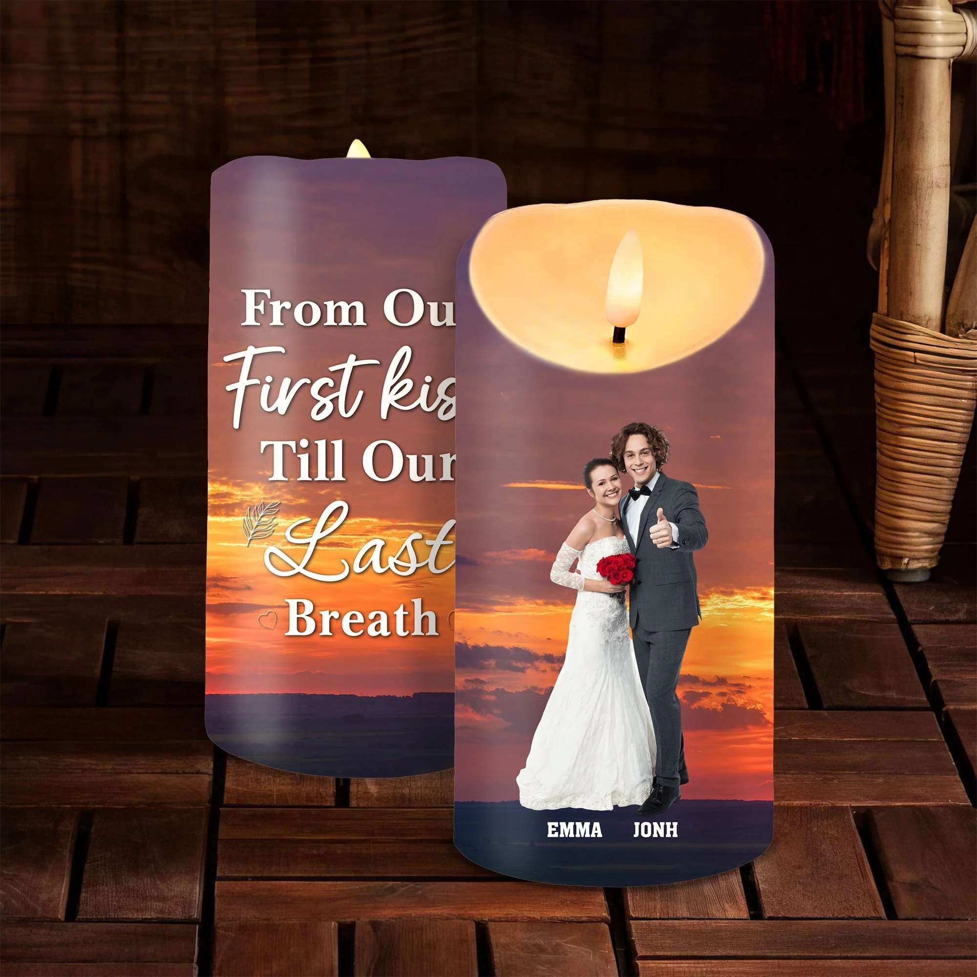 Custom Photo From Our First Kiss Till Our Last Breath Valentine LED Candle TH10 892199
