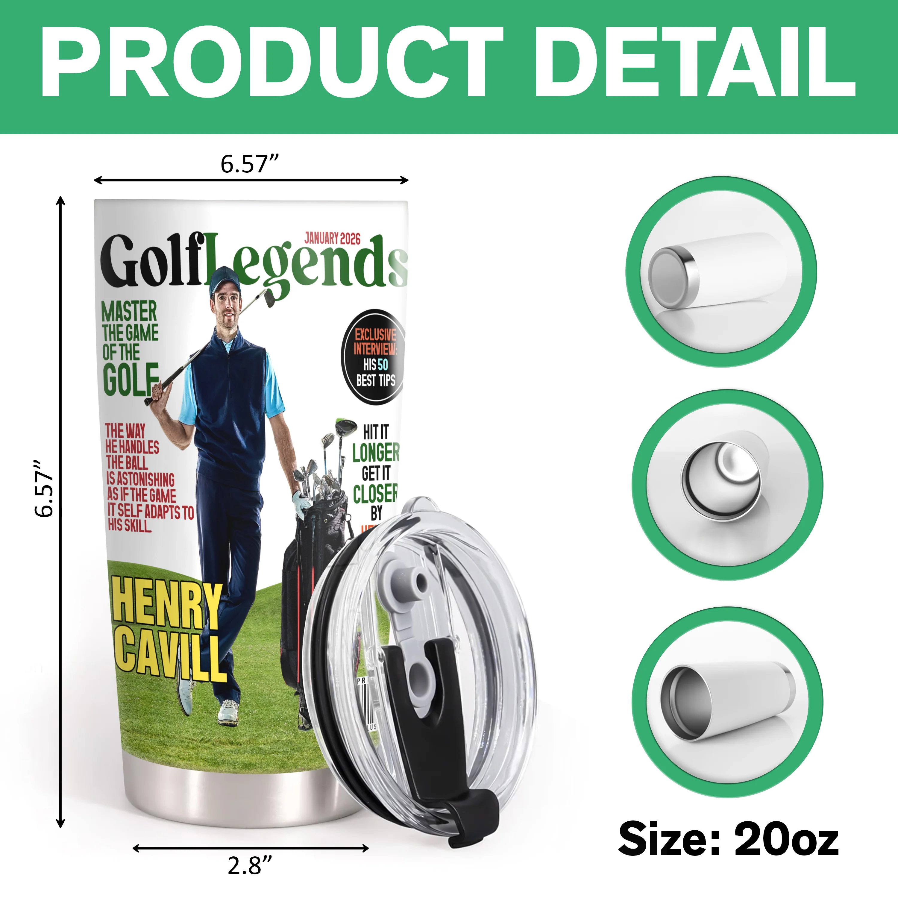 Custom Photo Golf Legends Magazine Fat Tumbler TH10 898603 - Image 7