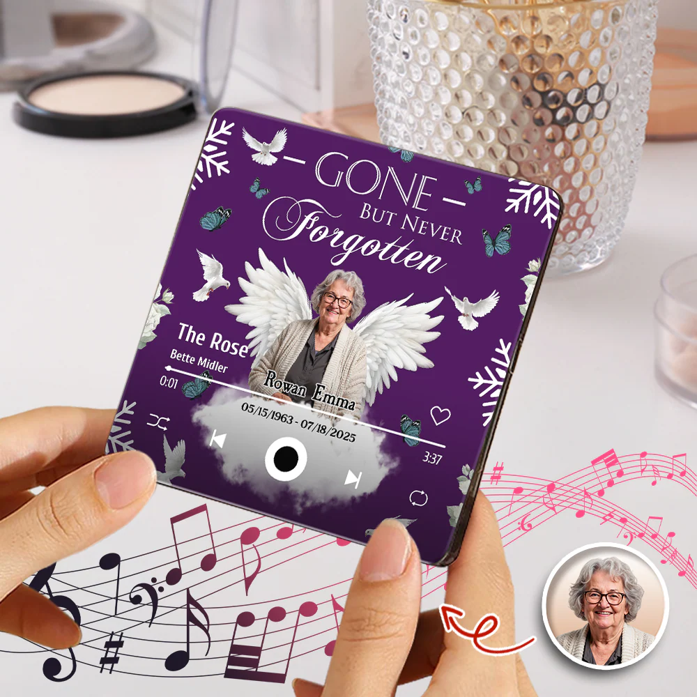 Custom Photo Gone But Never Forgotten Memorial Music Fridge Magnet TH10 894229 - Image 2