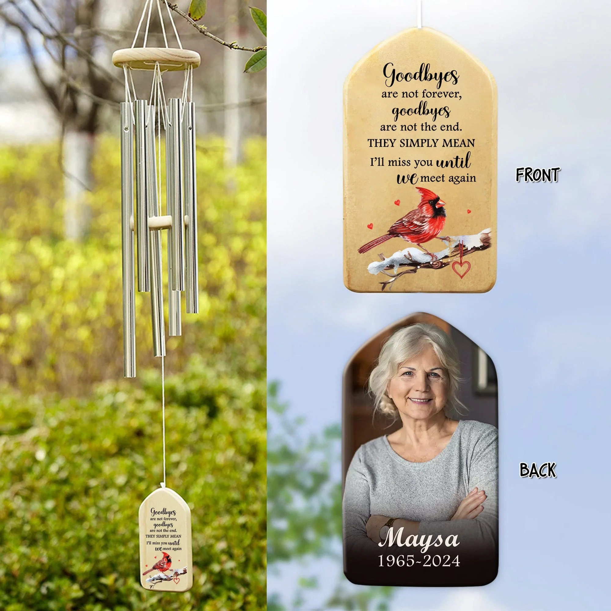 Custom Photo Goodbyes Are Not Forever Memorial Wind Chimes TH10 891651 - Image 4