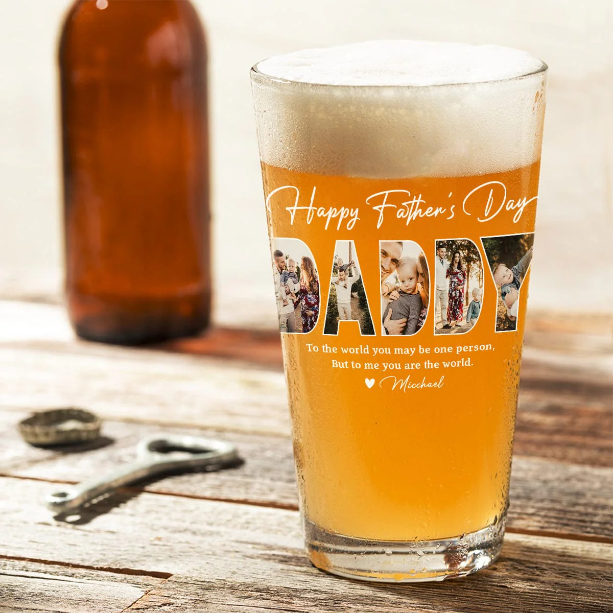 Custom Photo Happy Father's Day Family Beer Glass TH10 891051 - Image 2