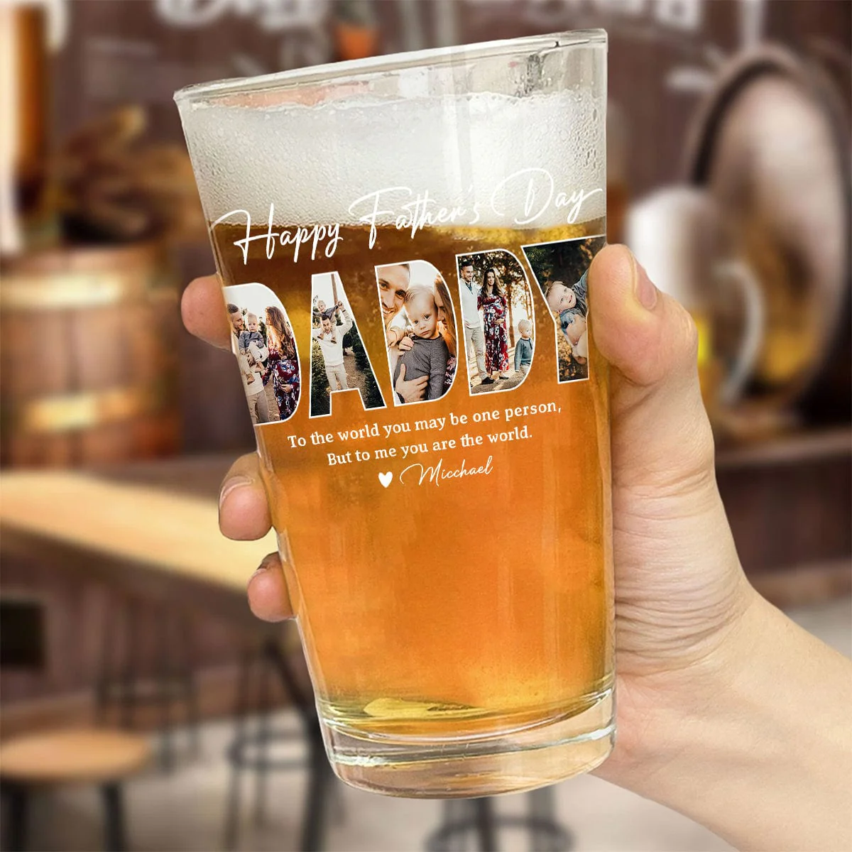 Custom Photo Happy Father's Day Family Beer Glass TH10 891051 - Image 3