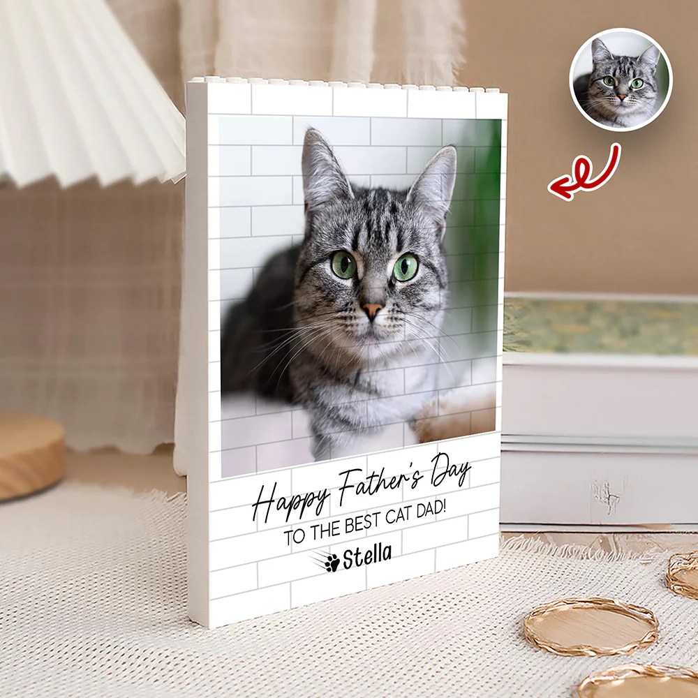 Custom Photo Happy Father's Day To the Best Cat Dad Building Brick Blocks TH10 169995 - Image 8