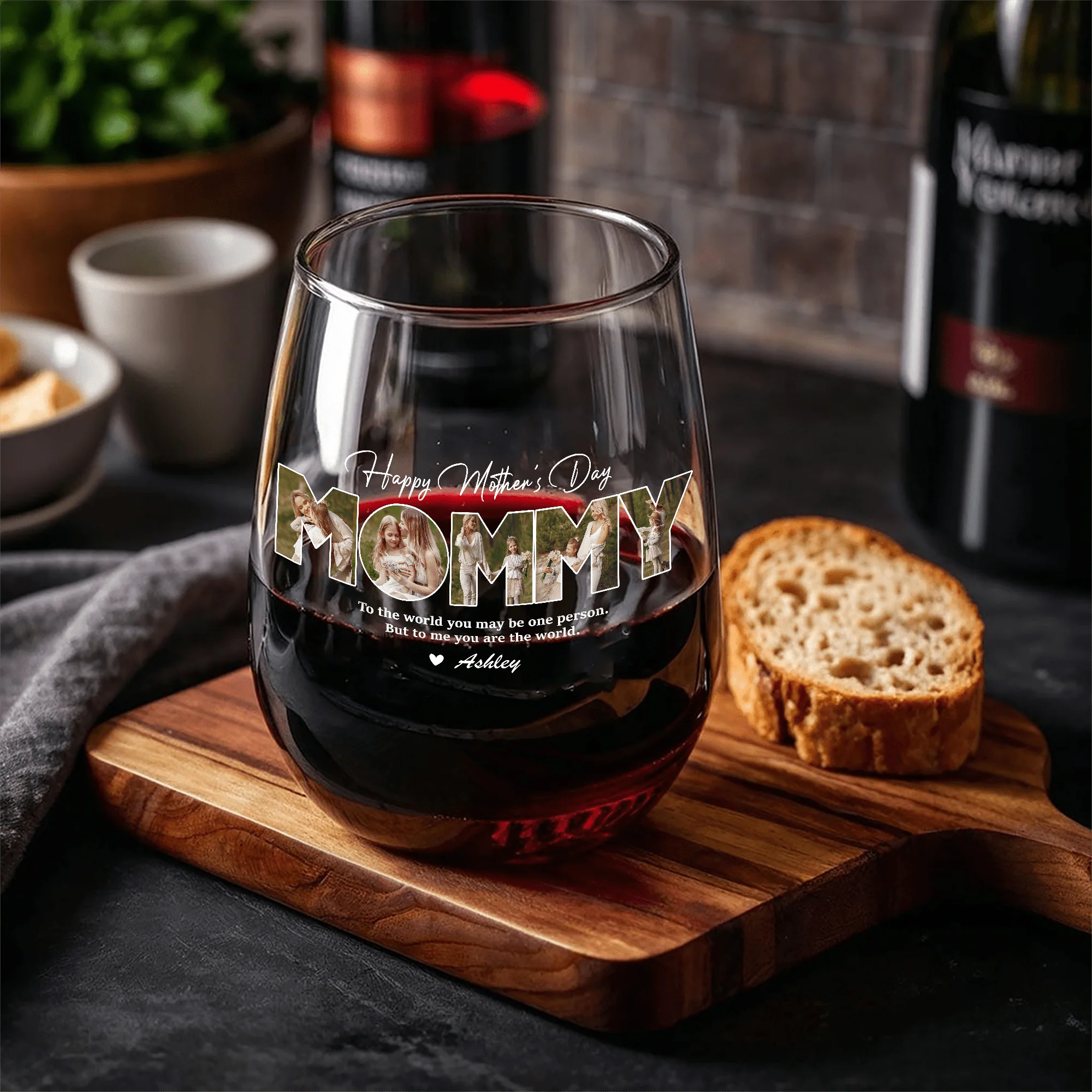 Custom Photo Happy Mother's Day To Mom Stemless Wine Glass TH10 892257 - Image 3