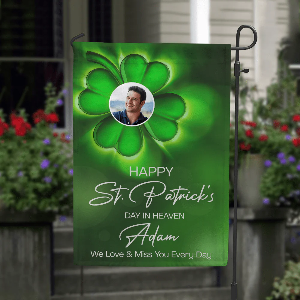 Custom Photo Happy Patrick's Day In Heaven Memorial Garden Flag TH10 892287 - Image 8